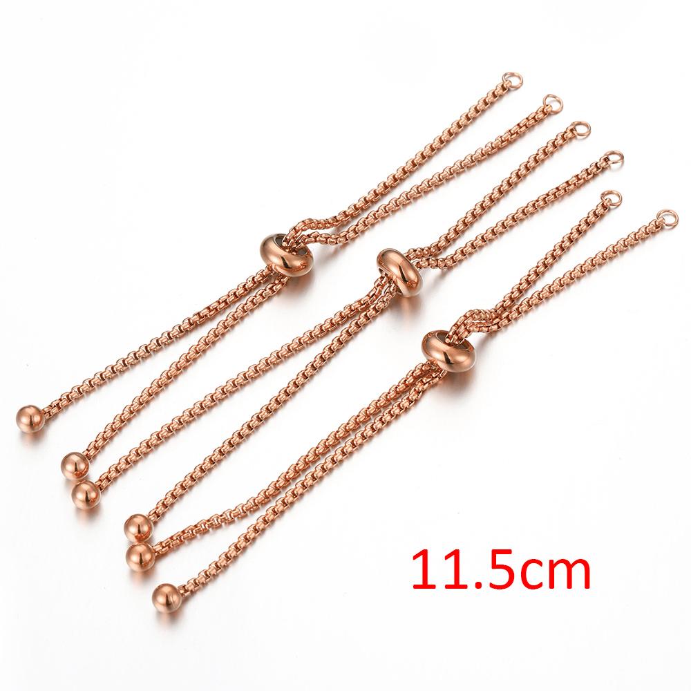 No Fade 3pcs Stainless Steel Gold Color Slider Bracelet Adjustable Chain with End Bead for Jewelry Making DIY Findings Component