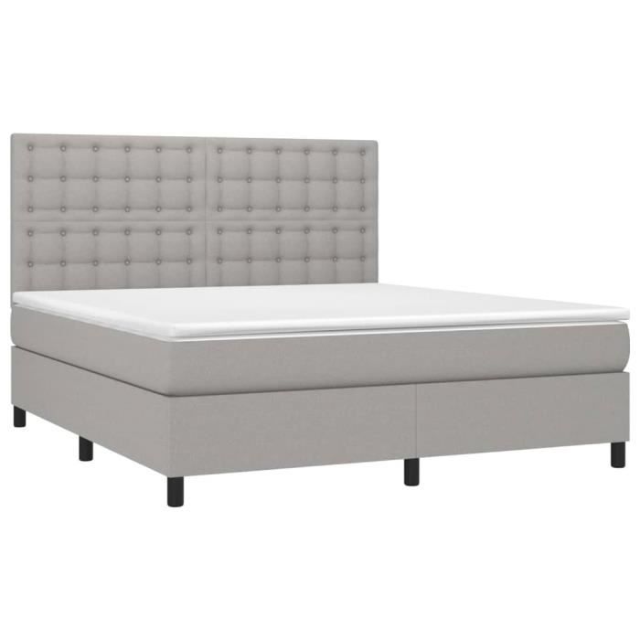 VidaXL Divan Bed with Mattress Light Grey 180x200cm Fabric - Model 3142113