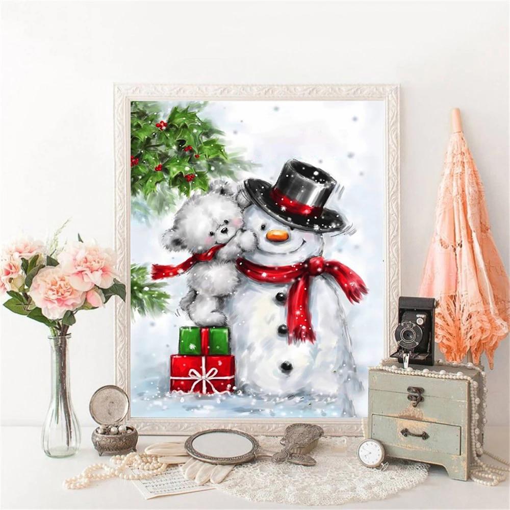 Алмазная вышивка Рождественский снеговик Медведь полностью квадратные стразы для алмазной живописи пейзаж вышивка крестом домашний декор