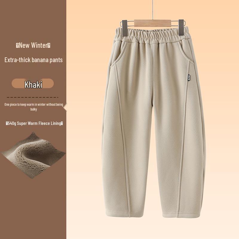 Детские флисовые широкие спортивные штаны на зиму 2025: Мальчиковые и Девочковые Брюки-бананы