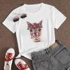 Alpaca Print Women's T-Shirts Black And White Graphic Tee Shirt Summer Personality Funny Simple Harajuku Short Sleeve Top Tumblr