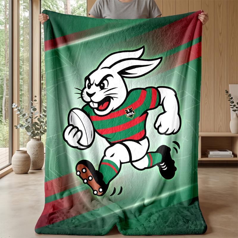 South Sydney Rabbitohs Flannel Fleece Blanket Cozy Warm Throw Blanket For Couch Bed Travel All Season Use
