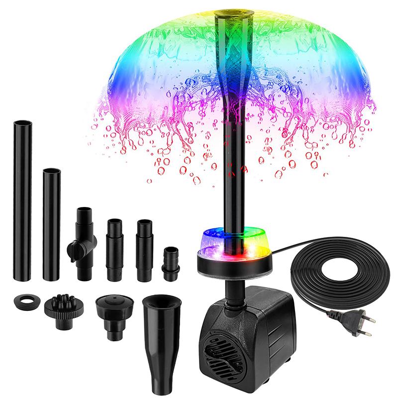 Погружной насос для пруда-фонтана 15 Вт 800 л/ч со светодиодной подсветкой, ультратихий водяной насос, насосы для пруда-фонтана для небольшого пруда