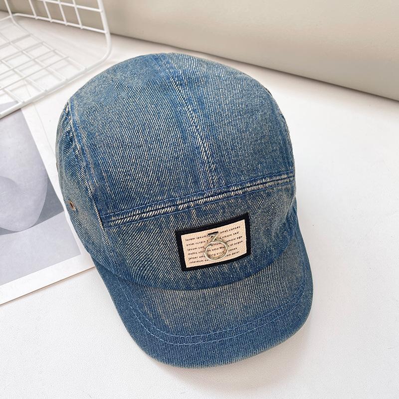 Винтажная бейсболка из выстиранного денима для детей, универсальная, с коротким козырьком, хип-хоп шляпа, нишевый дизайн, солнцезащитная кепка для мужчин