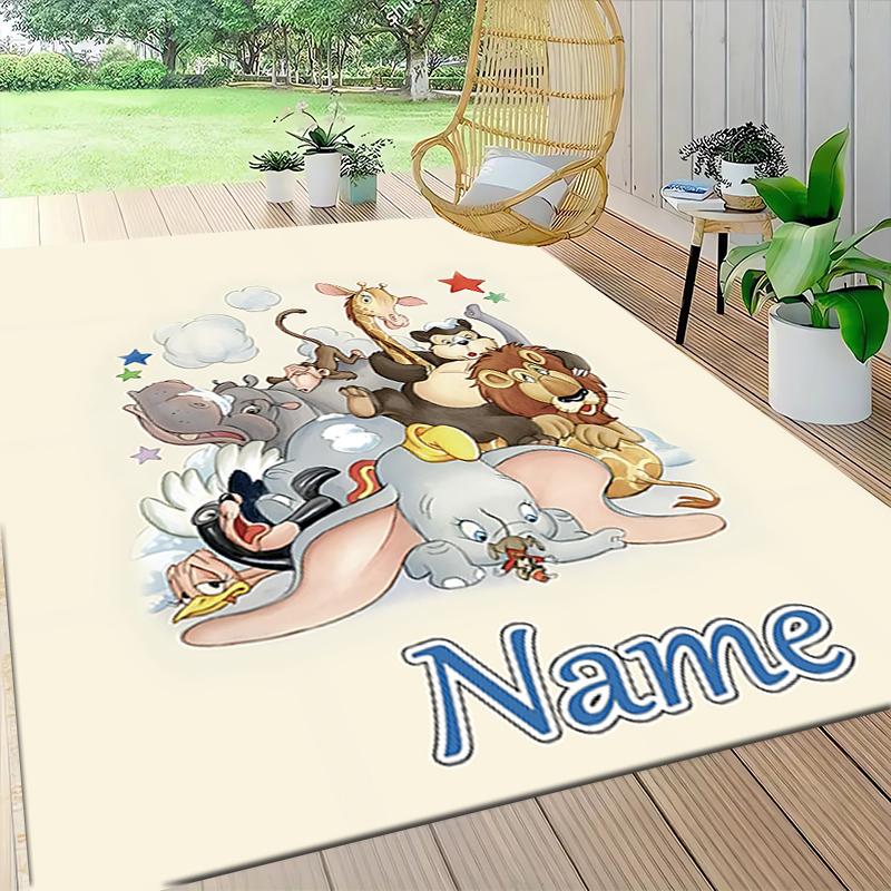 Custom Name Elephant Circus Act Carpet Rug Customizable Soft Washable Anti-Slip Home Living Room Sofa Mats Personalized Rug. 0909388