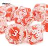 7 Pcs Red Loving Heart Resin White Number Sharp Dice Polyhedral Dice Suitable for Role-Playing RPG    Board Game