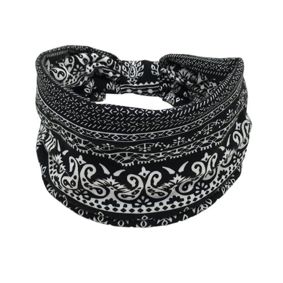 Bohemia Style Yoga Headband Floral Pattern Knot Design Wide Hairband Sweat Absorbing Fitness Sport Headband Head Wrap