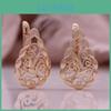 Pataya Process Rose Electroplated Hollowing Gold Color Classical Style Earring Ring Combo Set