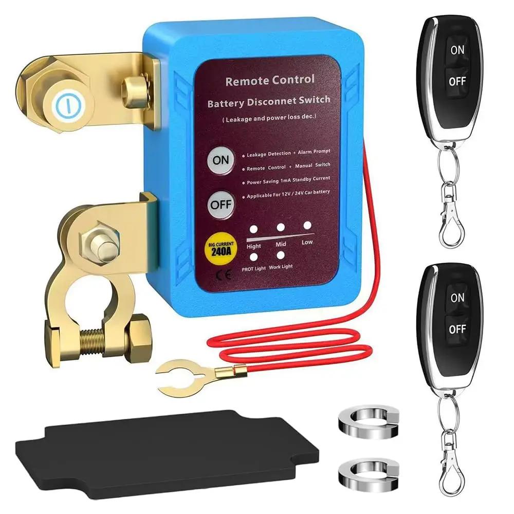 240A Kill Switch 12V Remote Battery Disconnect Switch with Led Voltage Display Automatic Power Shut Off Switch For Auto Battery