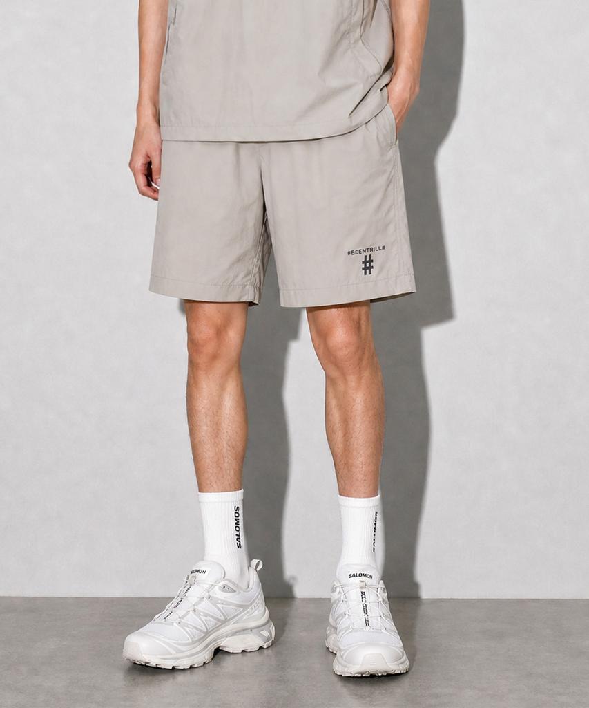 BEENTRILL Базовые тканые шорты с маленьким логотипом (бежевый)