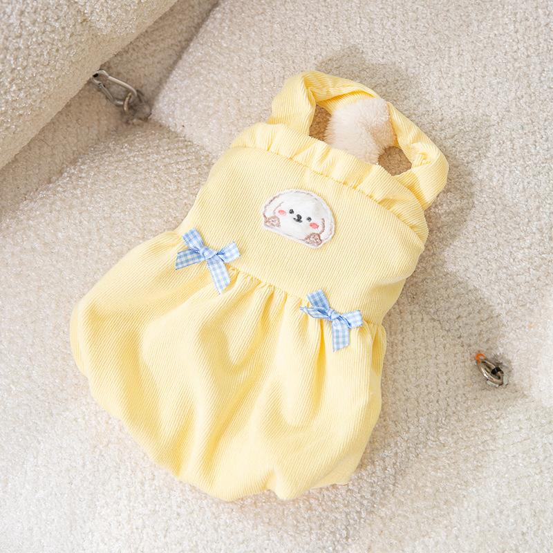 Corduroy Princess Style Dog Skirt Autumn Winter Cat Warm Sling Skirt Teddy Bear Pet Cat Clothes Cat Clothes Cat Dress