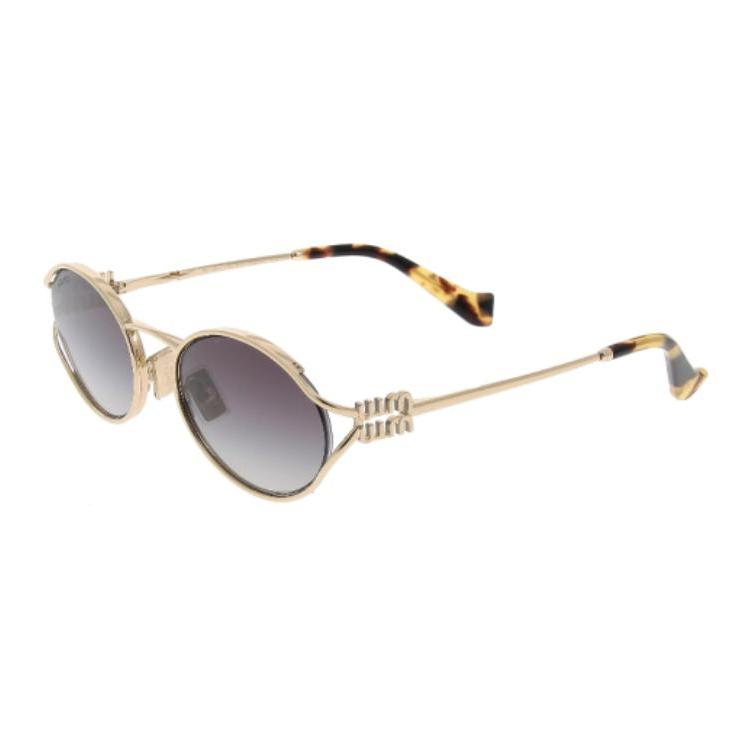 Miu Miu Logo Metal Oval Sunglasses Women sunglasses Gold SMU52Y