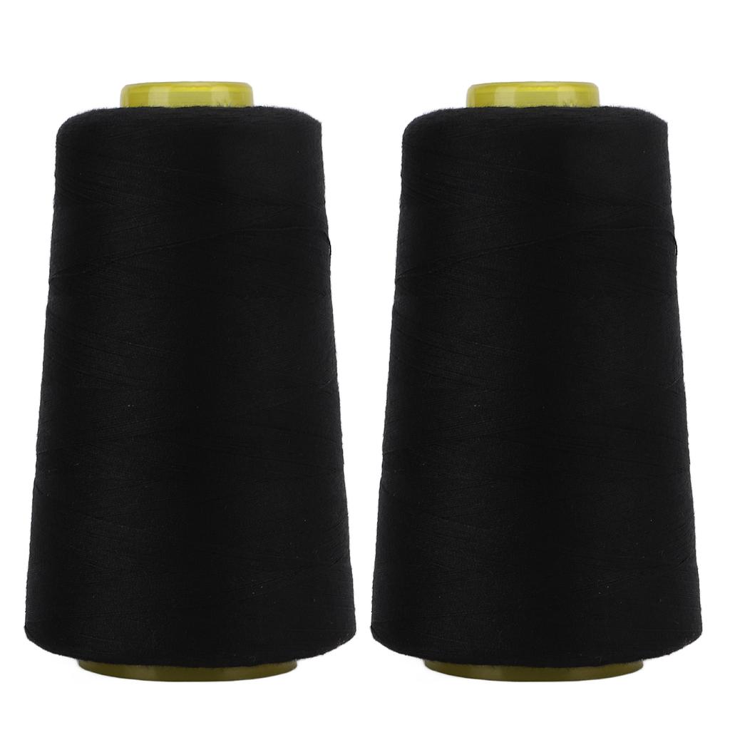 2Pcs 402 Serger Thread Premium Polyester Fray Resistant Fadeless Durable Sturdy Widely Used Black