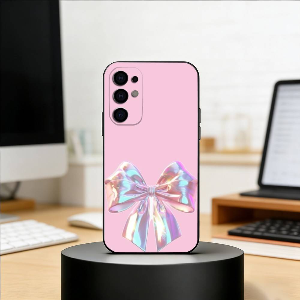 Розовые банты Чехол для телефона для Samsung S25, S24, S21, S22, S23, S30, Ultra, S20, Plus, Fe, Мягкий силиконовый черный чехол