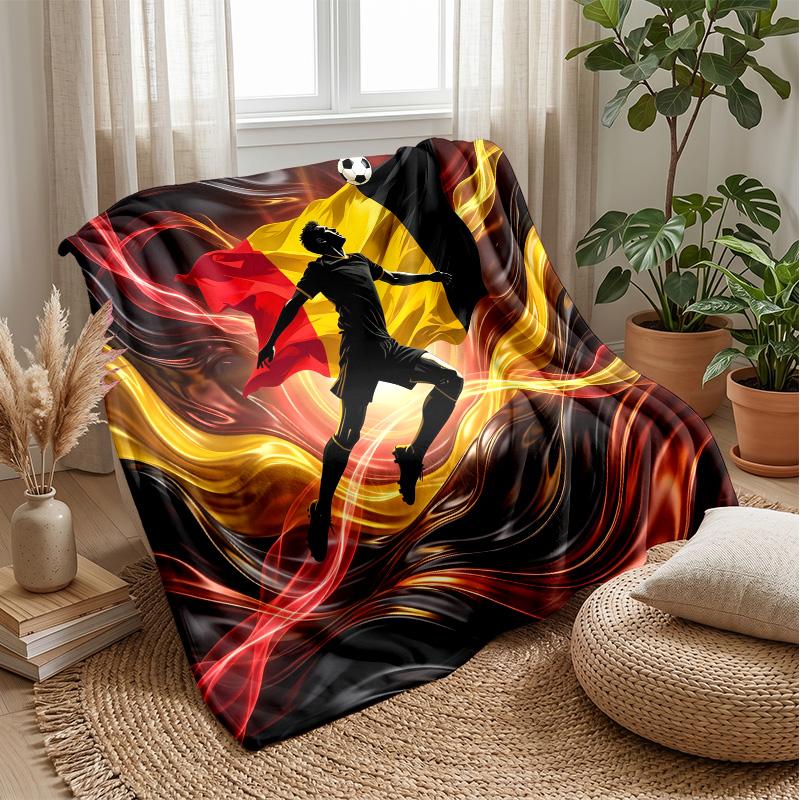 Belgium Football Printed Flannel Blanket Skin Friendly Warm Decorative Throw for Indoor Couch Bed Daily Use