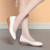 Wedge Heel Leather Comfortable Work Leather Shoes White Women's Beauty Salon Professional Shoes Dress Comfortable Work Not Tired Feet Single Shoes