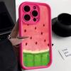 Korean Cute Watermelon Phone Case For iPhone 14 Pro Case for iPhone 11 12 13 15 Pro Max XR X XS 7 8 SE Shockproof Silicone Cover
