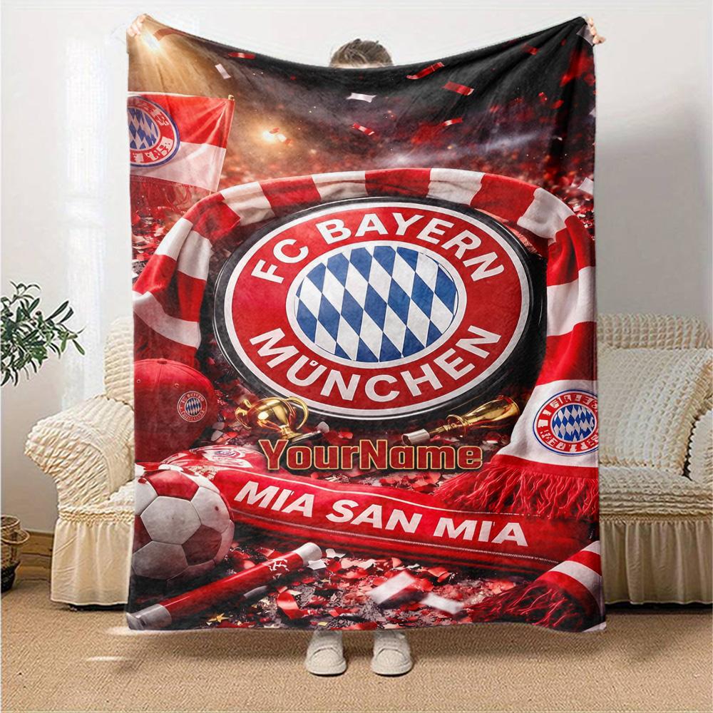 Bayern Munich Customize Your Name Blanket Cozy Customizable Blanket Soft Warm Cozy Versatile for Couch Nap Chair Home Decor Four Seasons Universal