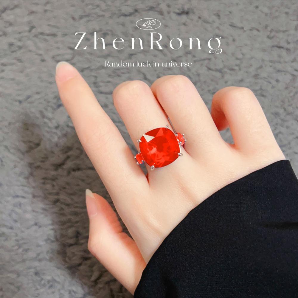 Luxury Simulated Pigeon Blood Ruby Jewelry Set Full Diamond Necklace Earrings Wedding Bride Party