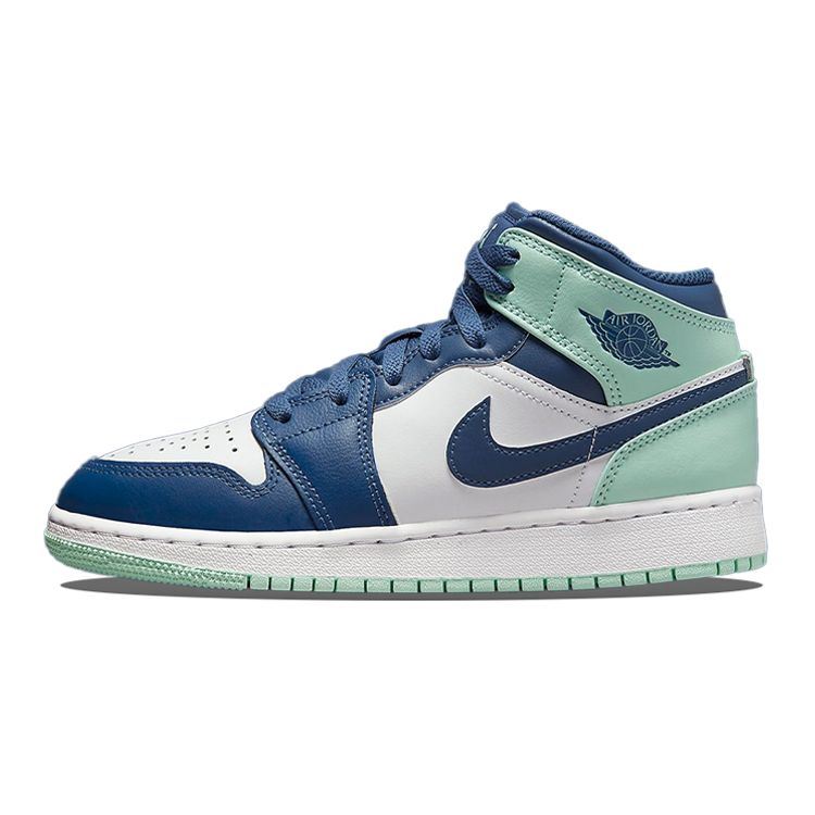 Air Jordan 1 Mid GS Blue Mint Kids Sneakers Mystic-Navy White Mint-Foam 554725-413