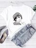 Футболка Bungou Stray Dogs Женская С коротким рукавом Круглый вырез Белая Базовая футболка Эстетичная одежда Аксессуары Летний Повседневный топ