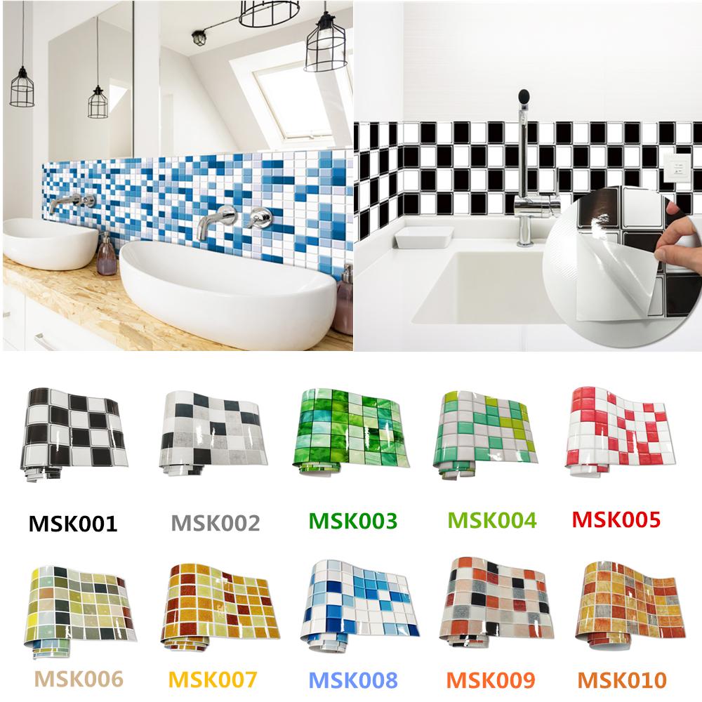Красочные мозаичные наклейки на настенную плитку и самоклеящиеся съемные наклейки на плитку для ванной комнаты и кухни, водонепроницаемая мозаичная декоративная наклейка в рулоне 20*240 см