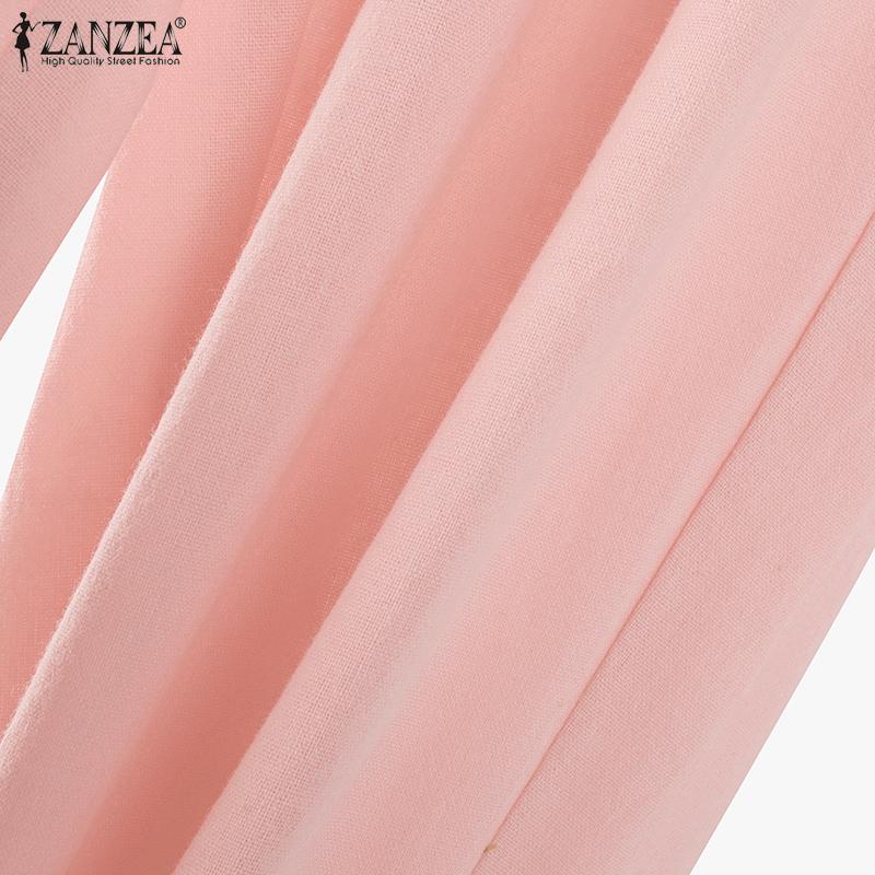 ZANZEA Женские повседневные брюки с эластичной резинкой на талии и шнурком, однотонные