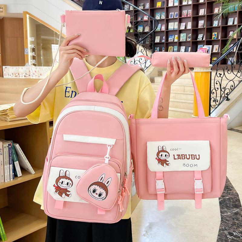 Новый школьный рюкзак в корейском стиле, модный набор из четырех предметов, студенческий рюкзак, сумка для репетиторства, трендовый рюкзак большой вместимости