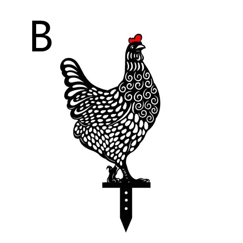 Сказочный сад, стоящая статуя куриного петуха, уличные ставки, двор, знак, украшения, декор, акриловый курятник, открытый газон, садовый декор