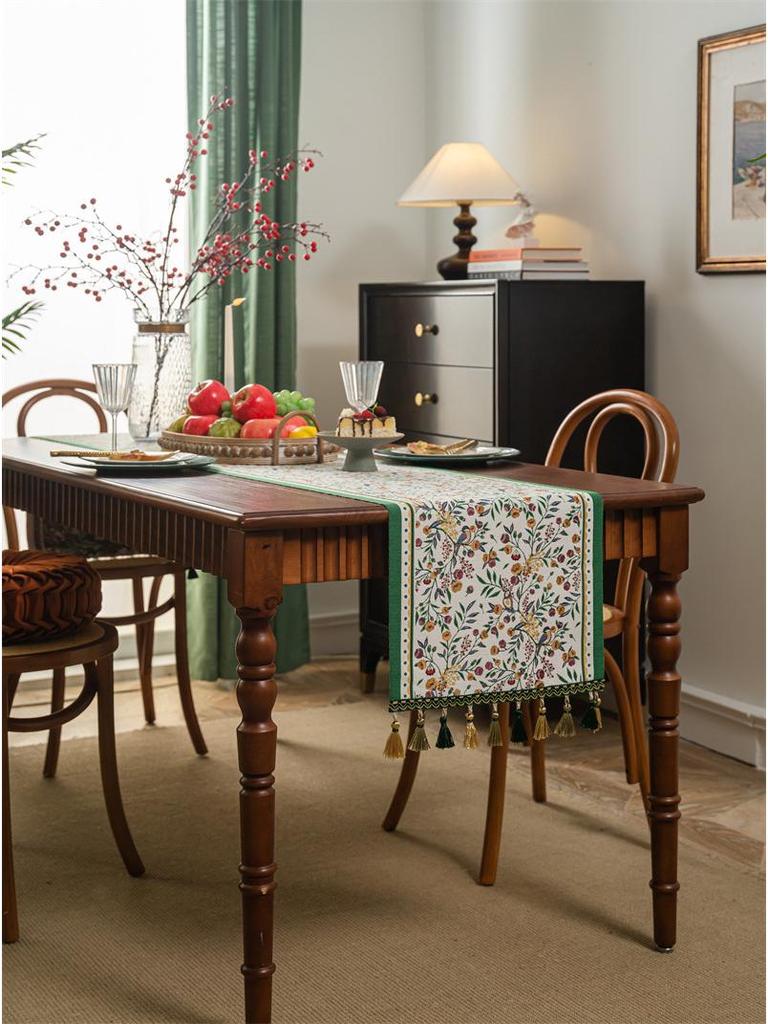 Американская ретро этническая жаккардовая дорожка на стол с кистями - Полиэстер