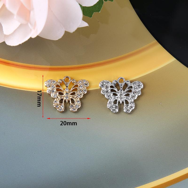 Handmade Rhinestone Alloy Jewelry: Butterfly, Flower, Rabbit, Bear Buttons & Pendants for Shoes and Bags