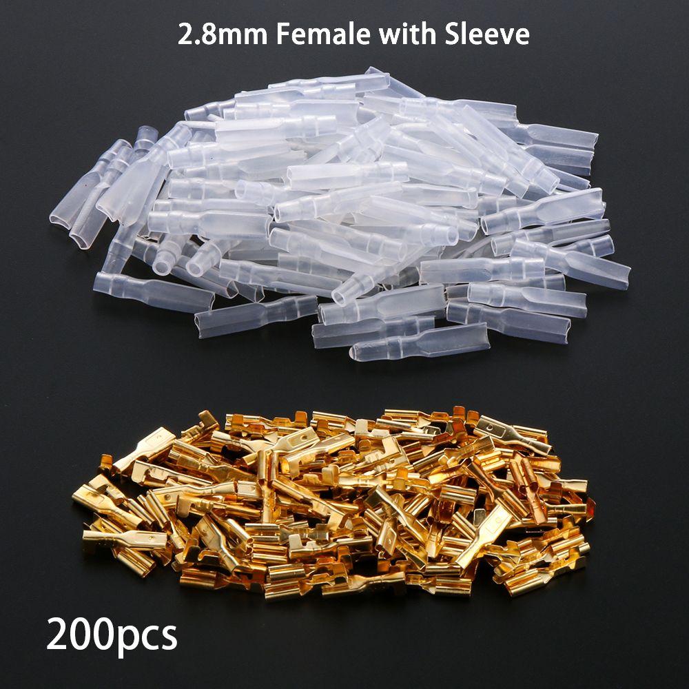 200PCS Set Female Spade Durable 200pcs Butt Connector Electrical Crimp Terminal Insulated Wire