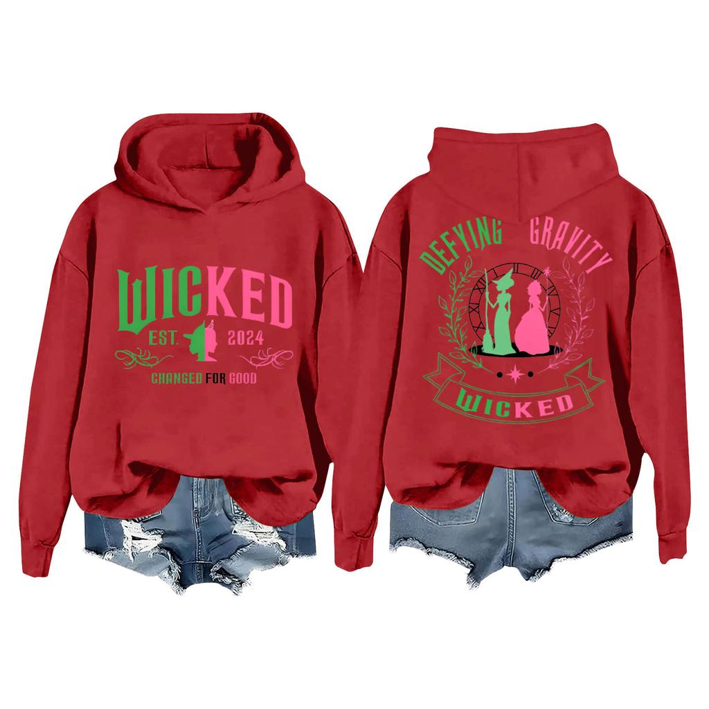 Женская модная повседневная кофта с длинными рукавами и принтом ведьмы с капюшоном