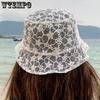 WTEMPO Lace Hollow Out Hat for Women Soft Lace Flower Wide Brim Sun Hats Floppy Summer Hat Dress Lace Ladies Beach Hat