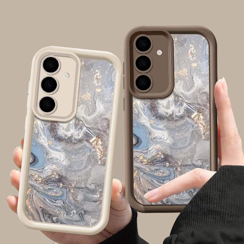 Ударопрочный чехол с рисунком морской волны для Samsung S24 FE S23 Ultra S22 S21 A16 A55 A15 A35 A54 A25 A34 A14 TPU защита линз мягкий матовый чехол для телефона