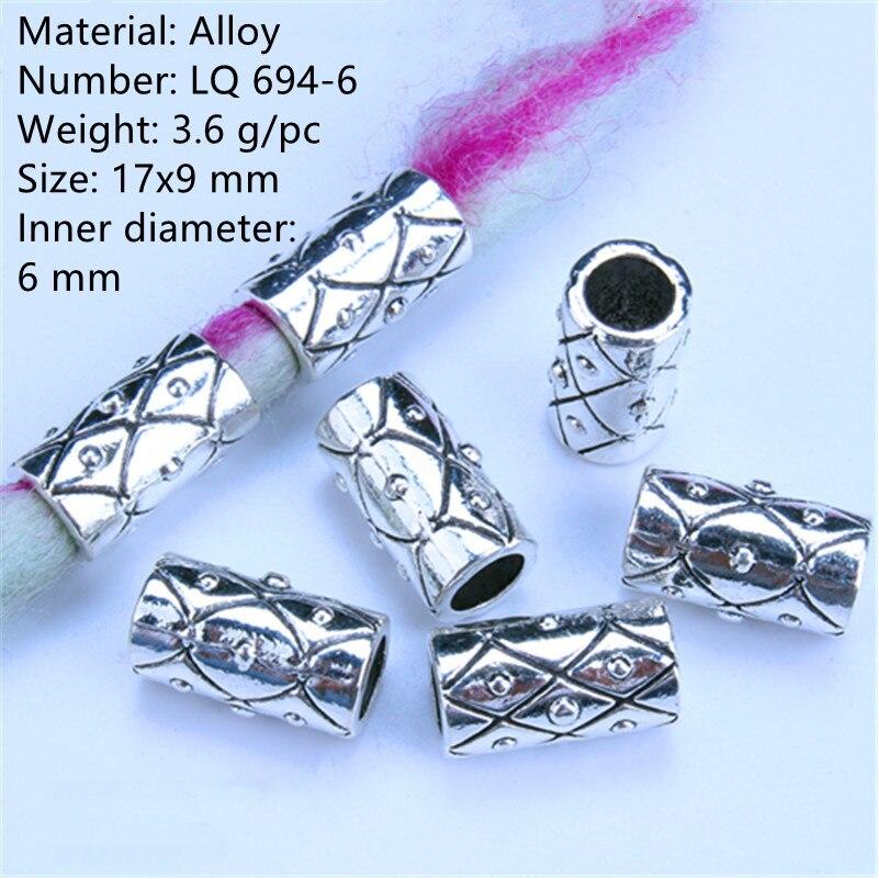 5pcs/bag Silver Metal Hair Rings Braid Dreadlocks Bead Hair Cuffs Dread Tube Charm Dreadlock for DIY Hair Accessaries