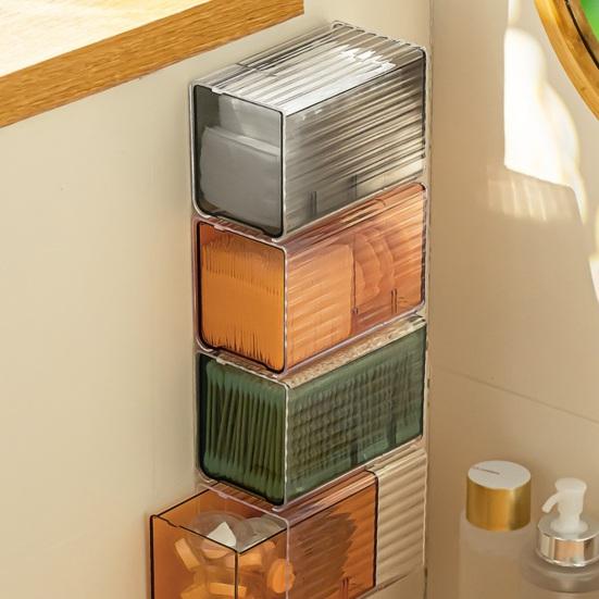 Ящик для хранения, прозрачный пластиковый настенный ящик для хранения, компактный тампон, органайзер для макияжа для домашней ванной комнаты