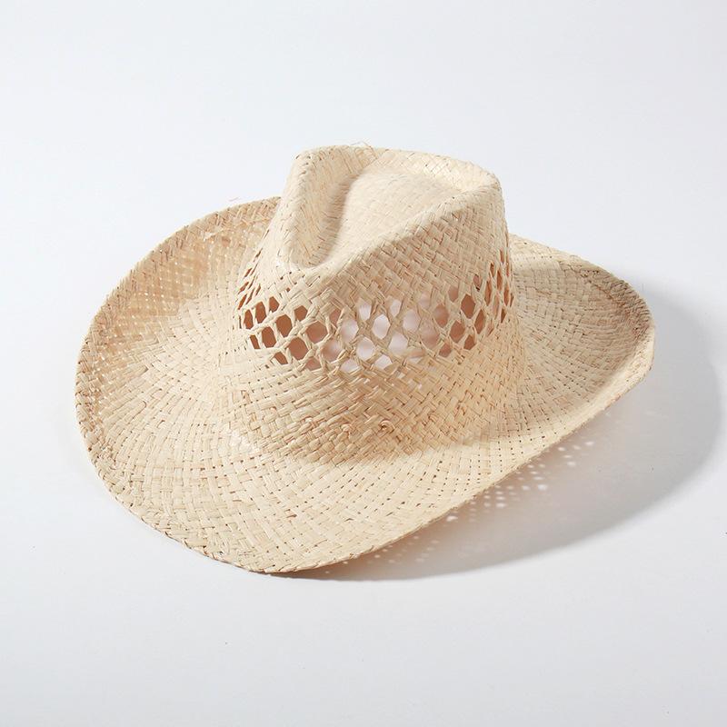 Women's concave-top, loose-brimmed Lafite beach hat, wide-brimmed sun hat, summer vacation sun hat
