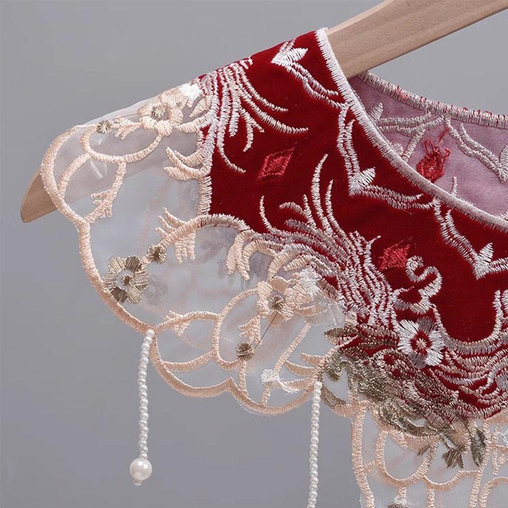Chinese Style Hanfu Shoulder Collar Embroidered Cheongsam Shawl Hanfu Collar for Women/Girls