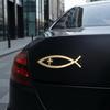 Автомобильные наклейки Рыбообразный значок 3D Металлическая текстура Автонаклейка с прочным клеем Водонепроницаемая Защищенная от солнца для кузова автомобиля Бампера Окна