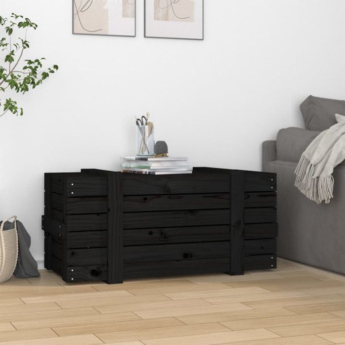 VidaXL Storage Box Black 91x40.5x42 Cm Solid Pine Wood 825002