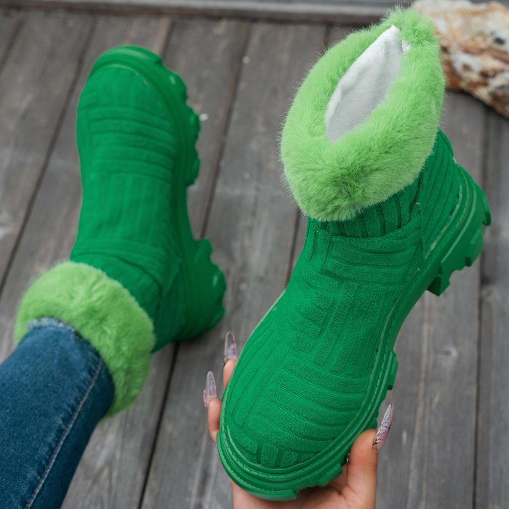 Женские замшевые ботильоны на платформе с мехом, короткие плюшевые ботинки, зимние новые дизайнерские теплые ботинки «Челси», повседневная обувь на плоской подошве Botas