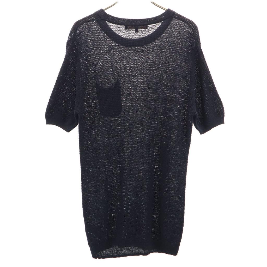 A day in the life UNITED ARROWS linen Short sleeve summer knit L Navy Men's Used