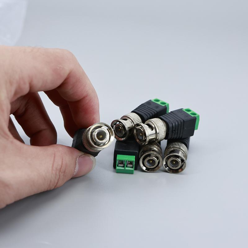 10pcs/lot BNC Connector Male Coax Cat5 DC Adapter Balun Connector for CCTV Camera Accessories