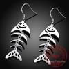 Trend 925 Sterling Silver Earrings for Women Fashion Fish Skeleton Long Drop Earring Hanging Jewelry Brincos Feminino