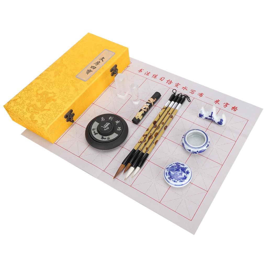 Набор для практики китайской каллиграфии, чернильница, кисть, ручка, подарочная книга для практики письма