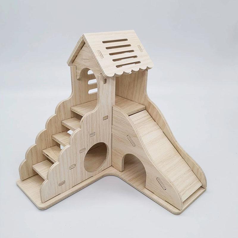 Hamster Solid Wood Villa: Nest, Hideaway, Toy & Ornament for Small Pets