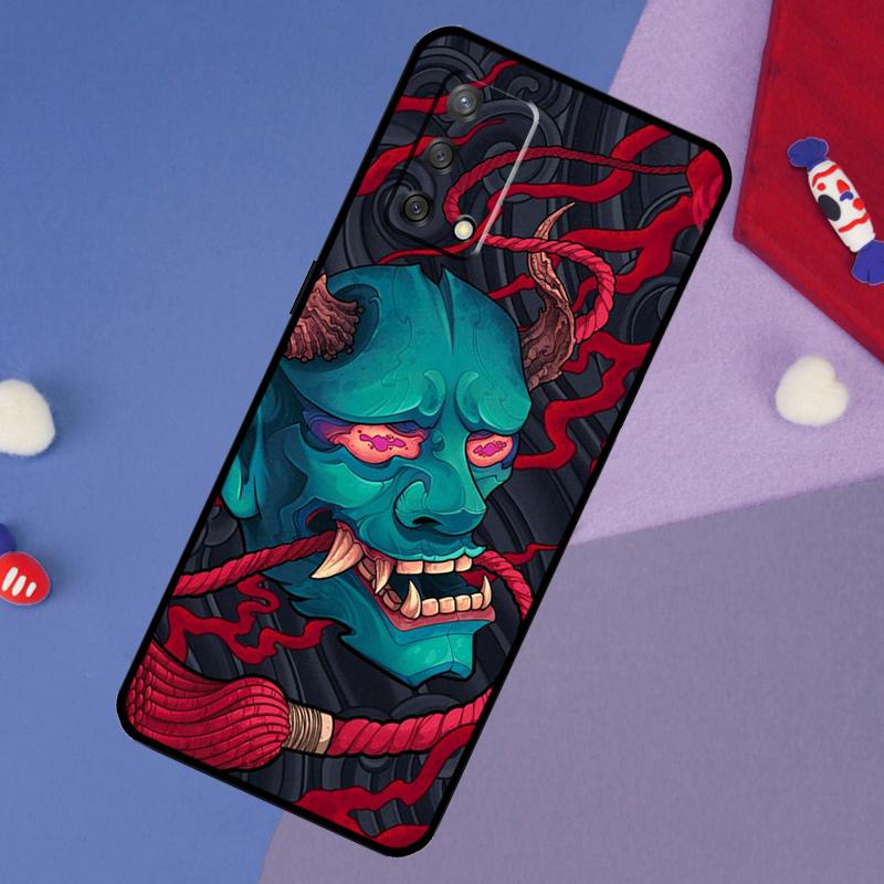 Japanese Oni Hannya Demon Mask Case For Oppo A5 Pro A6 A57 A17 A78 A54 A74 A94 A76 A16 A96 A18 A40 A60 A80 A38 A58 A98 A15