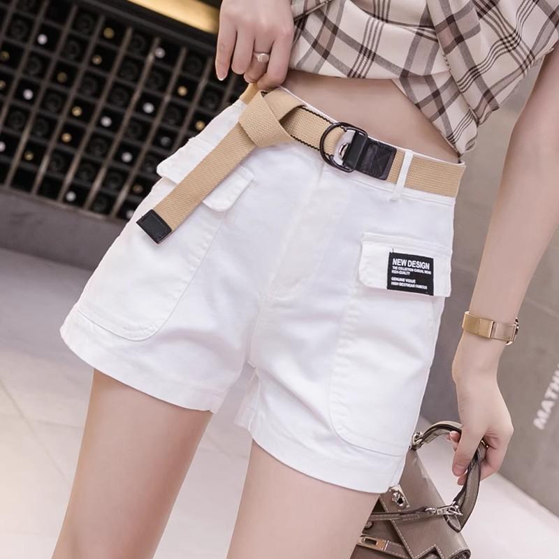 Elastic Denim Shorts Women's Summer Small Looking Thin and Tall Versatile Loose Wide Legs White Denim Shorts High Waist Relaxed Fit Casual Shorts