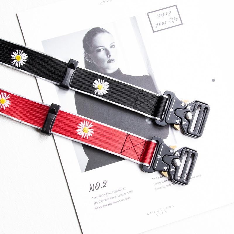 3 см Маргаритка Подсолнух Пряжка-кобра Холщовый ремень - Стиль G-Dragon Модный аксессуар рабочей одежды